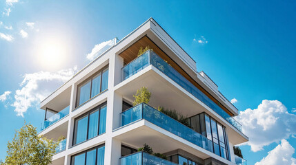 Obraz premium Full view of a contemporary condominium