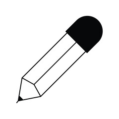 pencil glyph icon with white background vector stock illustration