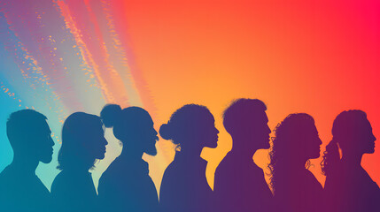 colorful silhouettes against gradient background a vivid representation of social diversity