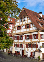 Altes Fachwerkhaus, Zunfthaus der Schiffleute im Fischerviertel in Ulm, Baden-Württemberg, Deutschland