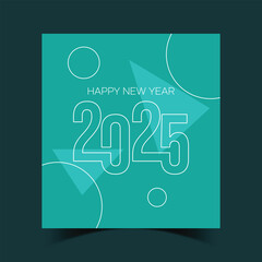 Happy New year 2025 Banner Design Template, Elegant new year wishes celebration background