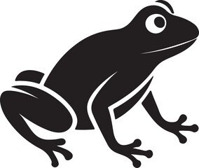 Obraz premium Frog silhouette, toad vector icon, isolated black silhouette of a frog
