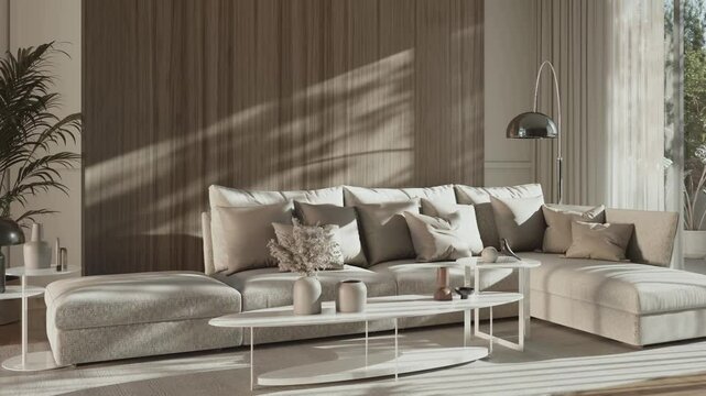3d video rendering footage contemporary interior modern design. Stylish interior house movie clip