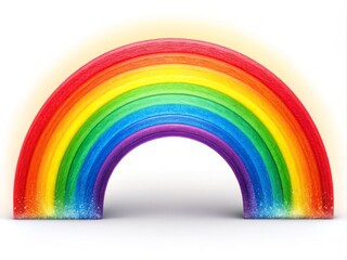 Fototapeta premium Colorful rainbow arcs radiate against a white backdrop, perfect for customizable LGBT pride marketing graphics 