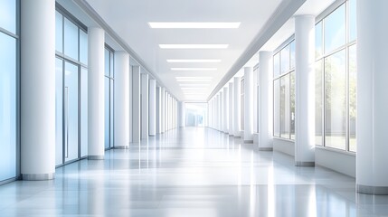 Contemporary Corridor with White Columns.