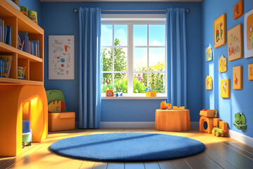 Fondo de pantalla habitación infantil con ventanas