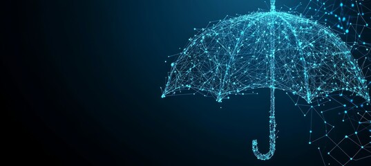 Abstract Umbrella Protection Concept, Futuristic Technology Shield, Innovation in Risk Management
