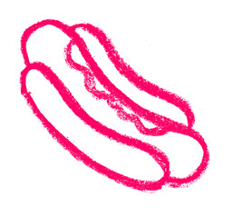 Hot Dog Fast Food Icon Crayon Chalk Drawing Vector