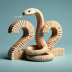 Fototapeta premium wood snake figure. with number 22