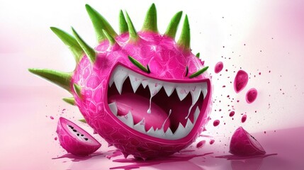 Naklejka premium Furious Fantasy: The Enraged Dragon Fruit