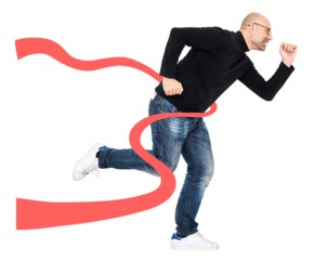 Businessman running png finish line sticker, transparent background