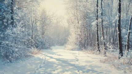 Obraz premium Snowy winter forest