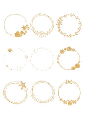 Png round golden frame set