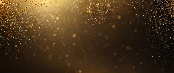 Obraz premium Golden Glitter Celebration: A mesmerizing cascade of golden glitter dances in a spotlight, creating a festive and celebratory backdrop.