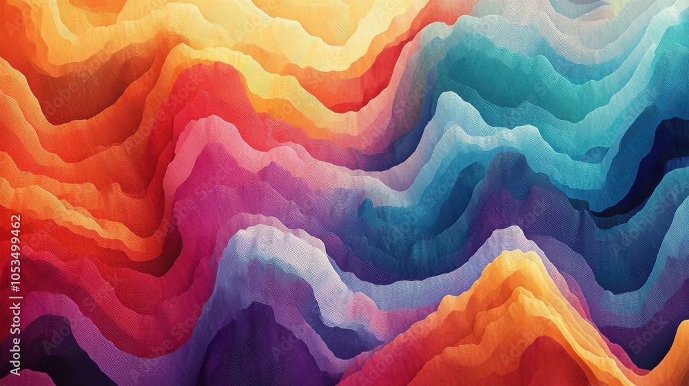 Poster repetitive patterns of colorful waves