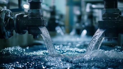 Witness the dynamic flow of water through industrial valves demonstrating efficiency.