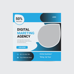 Digital business marketing banner for social media post template