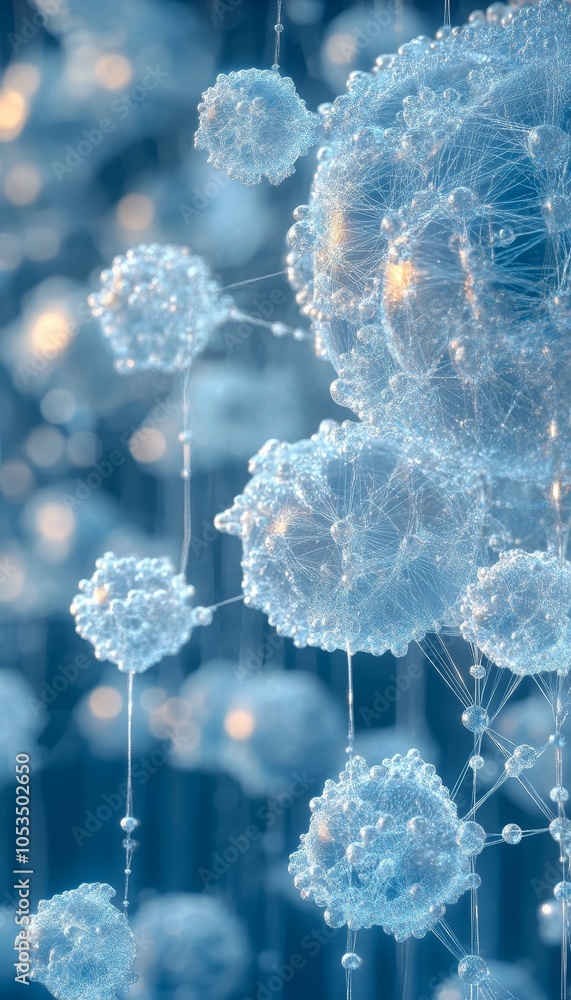Poster abstract network of interconnected nodes, representing data analysis and connectivity