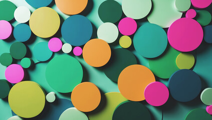 Vibrant Abstract Background Overlapping Circular Shapes in a Striking 3D Effect with a Spectrum of Color