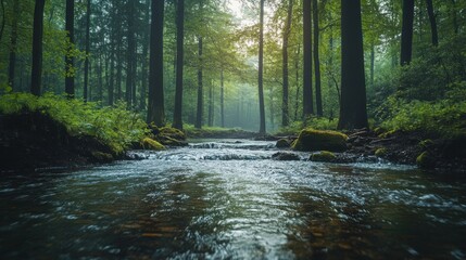 Obraz premium Stream running through a forest.
