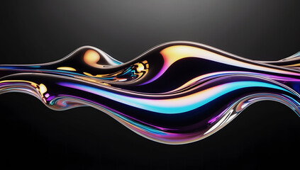 Hypnotic Holographic Liquid Blob with Iridescent Glow background.