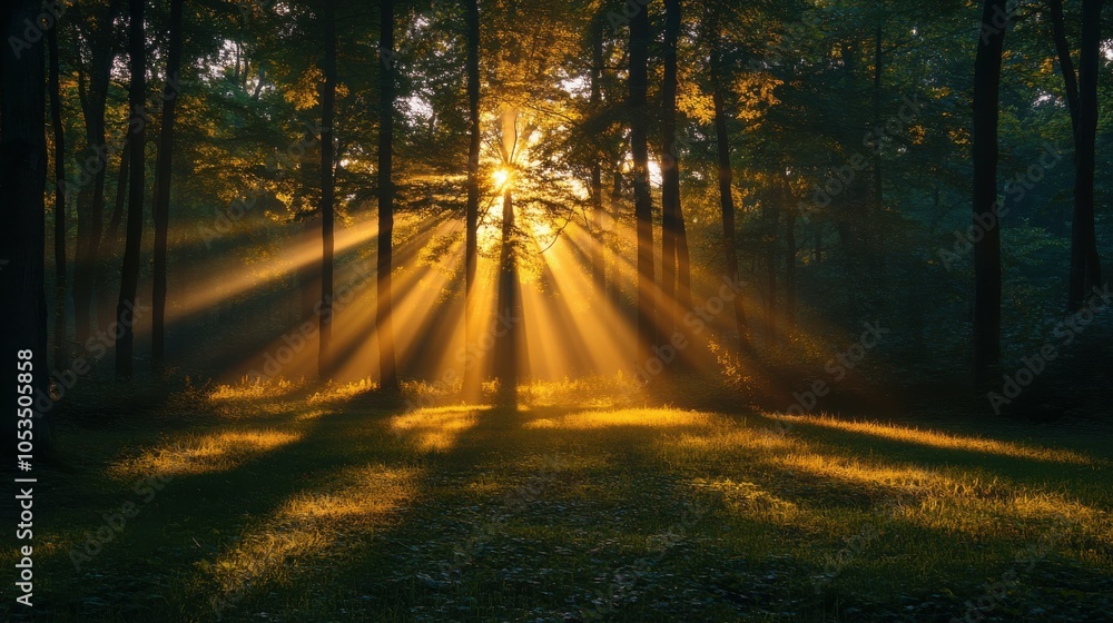 Poster sunlight filtering through the trees