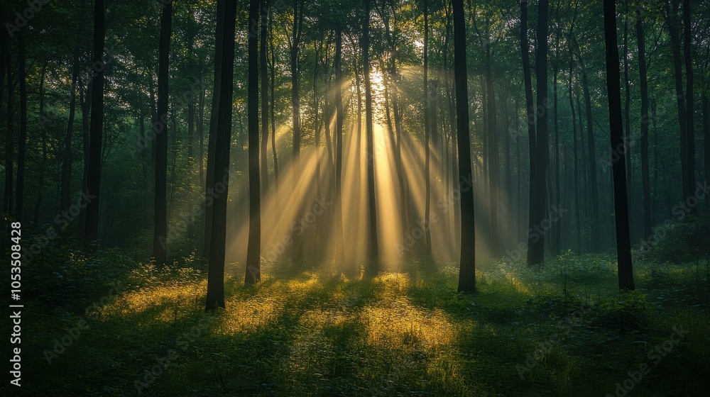 Poster sunlight filtering through the trees