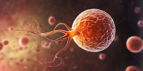 Fertilized egg cell and needle realistic illustration stock illustration of fertilized egg cell and needle concept, essential for biotechnology, IVF studies, and medical science publications.