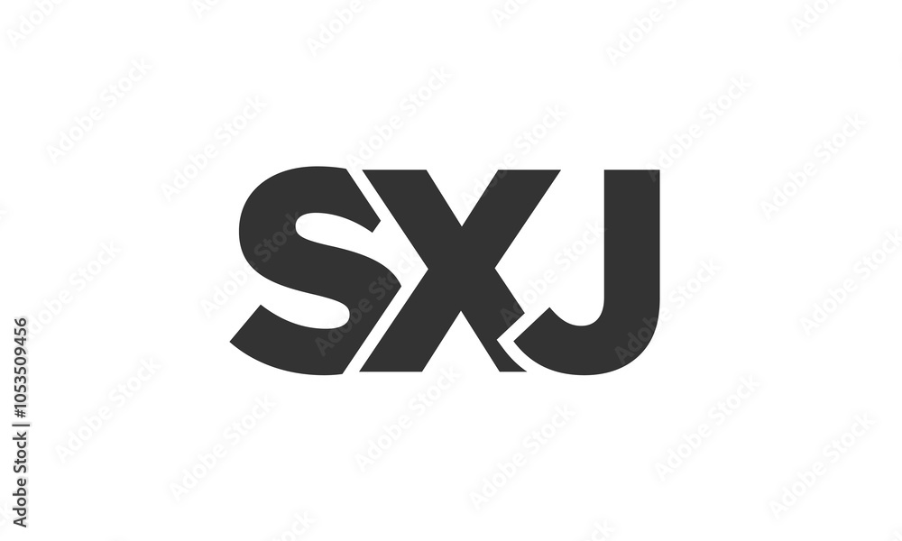 Poster sxj logo design template with strong and modern bold text. initial based vector logotype featuring s