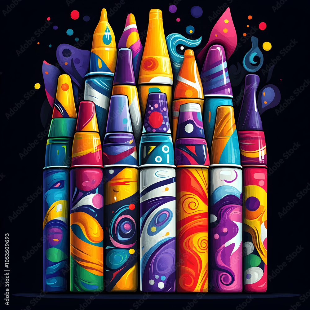 Poster a colorful collection of crayons arranged in a row.
