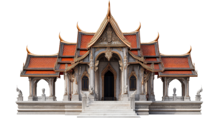 Thai Temple Architecture: Majestic Sanctuary.  A stunning photograph showcasing the intricate details and serene beauty of a traditional Thai temple, perfect for travel, culture.