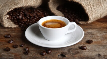 Fototapeta premium The Coffee Cup with Beans