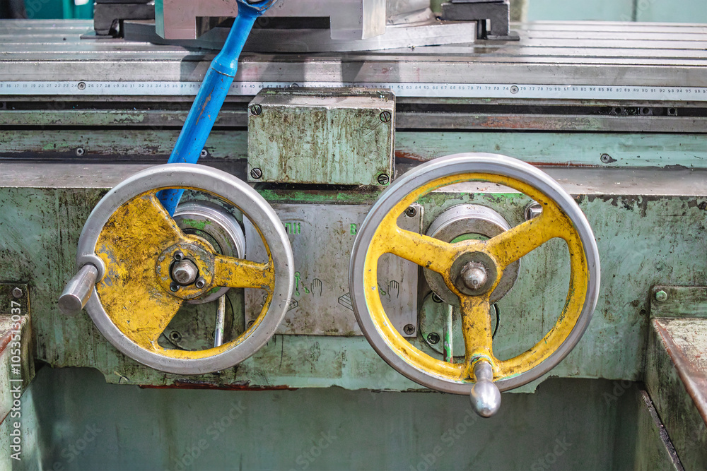 Aufkleber lathe machine controls in a factory setting showcasing manufacturing tools and equipment during dayt