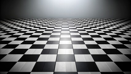 Naklejka premium Wide-angle view of checkered floor