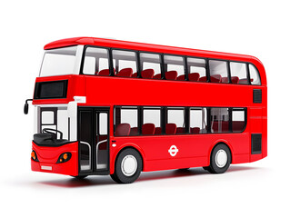Double-decker bus, isolated on white background