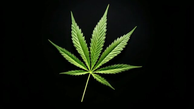 Cannabis leaf on black background.