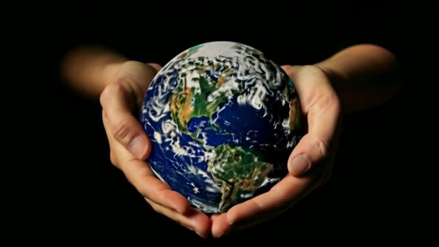 Planet Earth in women's hands.