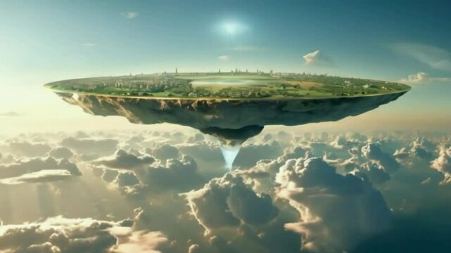 Flat earth theory. Aerial view of the flat planet.