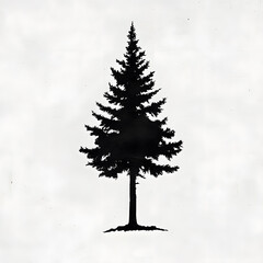 Fototapeta premium Hand drawn tree, black and white, isolated on white
