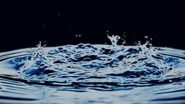 Drops of water falling into the water.