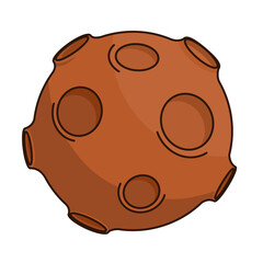 Minimalistic cartoon-style rocky asteroid icon with craters, isolated on white. Perfect for space-themed projects, educational materials, games, or apps related to astronomy and science.
