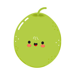 Cute cartoon green olive character with a smiling.. Vector hand drawn cartoon kawaii character illustration icon. Isolated on white background. Green olive character concept