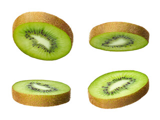 Fototapeta premium Set of sliced kiwi fruit isolated on white background