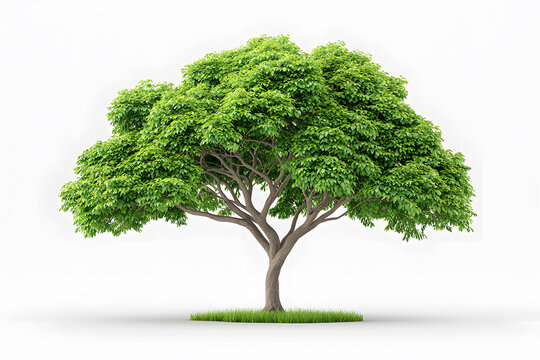 African savannah acacia tree Isolated on white background.