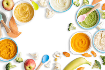 Png food frame background with baby food ingredients