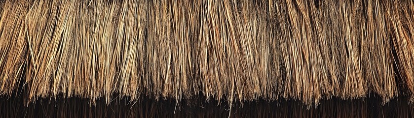 Close-up Texture of Dried Palm Leaf Thatch