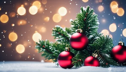 Obraz premium Close up christmas tree decorated with christmas balls