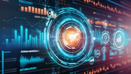Fototapeta premium Magnifying Glass Focusing on a Microchip, Representing Cybersecurity and Data Analysis in the Digital World