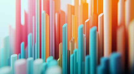 Obraz premium Stylish 3D graph in the form of diagrams showing the growth of value against a clean white background, representing financial trends and business analytics effectively.