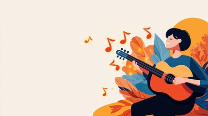 Fototapeta premium A vibrant illustration of a musician playing guitar